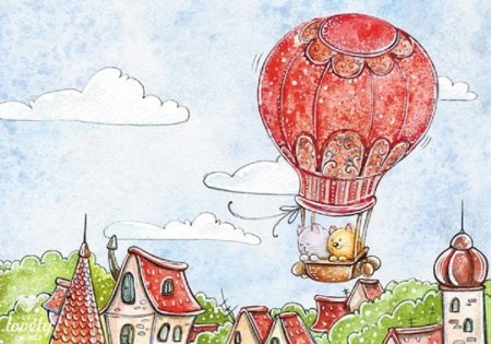 На воздушном шаре иллюстрации