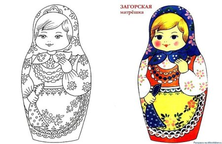 Семеновская Загорская Матрешка раскраска
