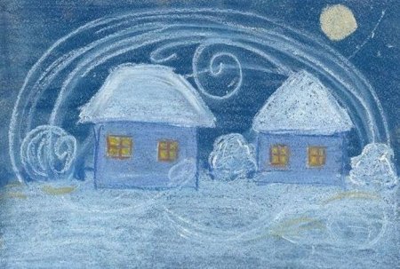 Зимний вечер рисунок
