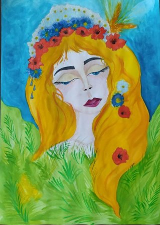 Иллюстрация к песне у моей России длинные косички