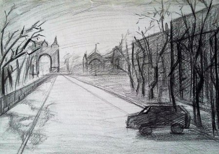 Пейзаж карандашом