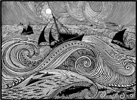 Стилизация морского пейзажа Графика