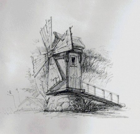 Пейзаж с архитектурой карандашом