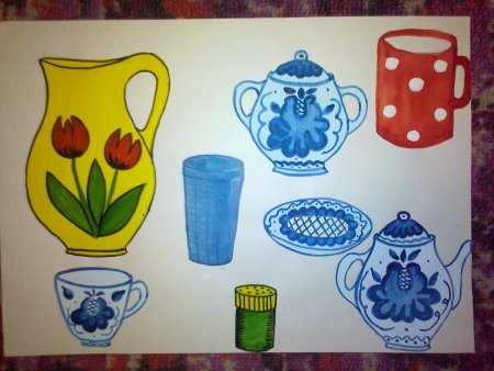 Рисование посуда старшая группа