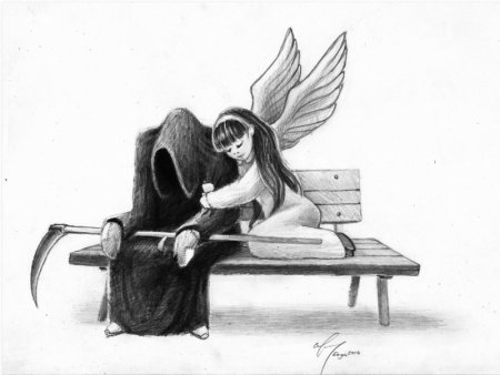 Смерть с косой рисунок карандашом