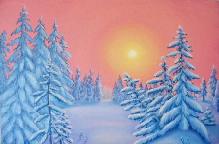 Рисование зимний лес