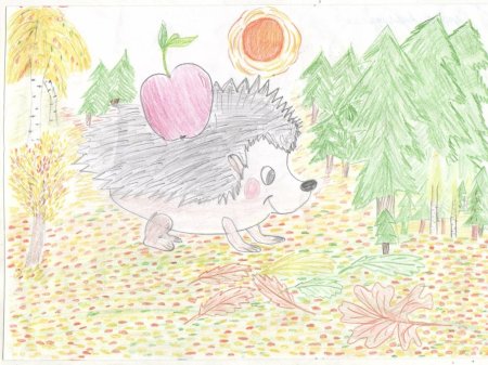 Ежик с грибочком раскраска