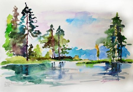 Этюд Карелия акварель