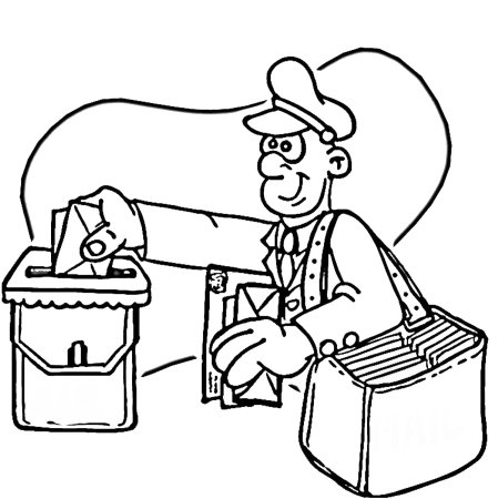 Почтальон раскраска для детей