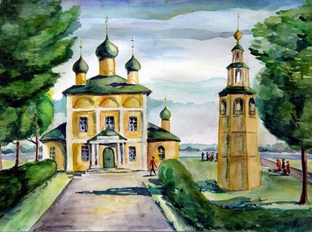 Курск Преображенский храм рисунок