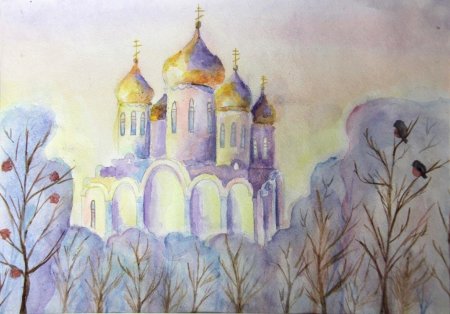 Храм цветными карандашами