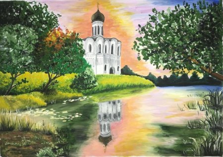 Поэтапное рисование церкви для детей