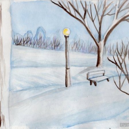 Зимний пейзаж карандашом легкий