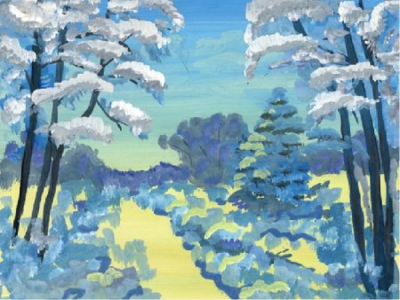 Рисование зимний пейзаж