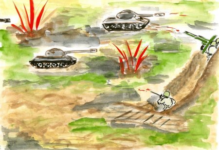 Танковое сражение рисунок