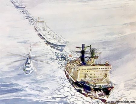 Картина ледокол Красин во льдах