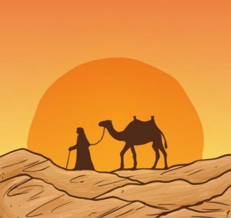 Рисование верблюда в пустыне