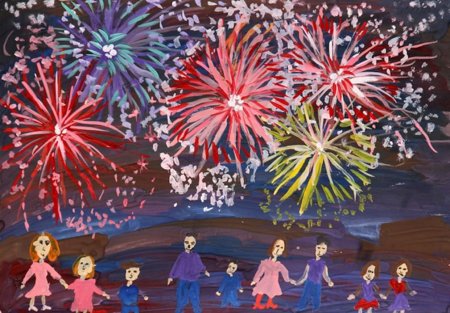 Салют над городом в честь праздника Победы в старшей группе