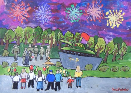 Рисование праздничный салют