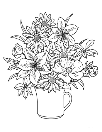 Ваза с цветами рисунок карандашом