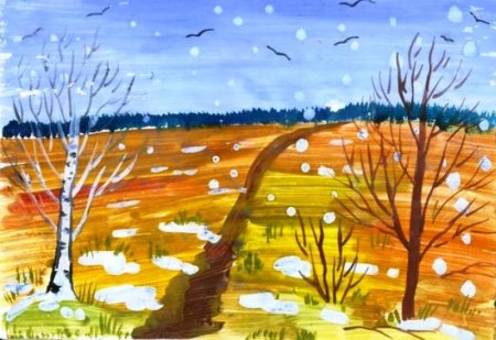 Рисование поздняя осень