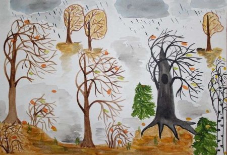 Рисование поздняя осень в подготовительной группе Комарова