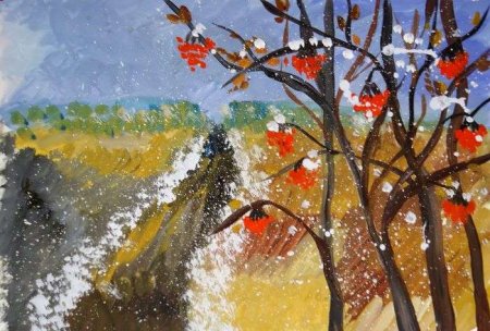 Рисование поздняя осень в подготовительной группе