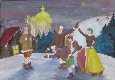 Рисунок на тему ночь перед Рождеством