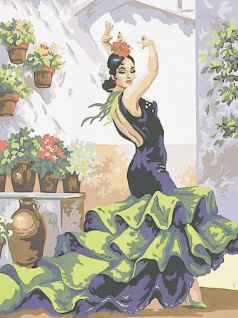 Схема вышивки испанка Танцующая фламенко