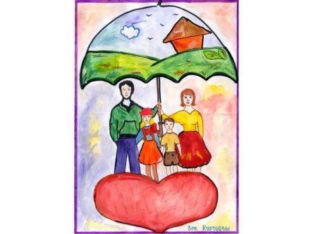 Детские рисунки на тему семья