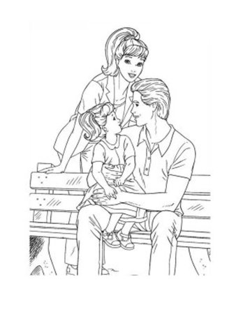 Раскраска Барби семья