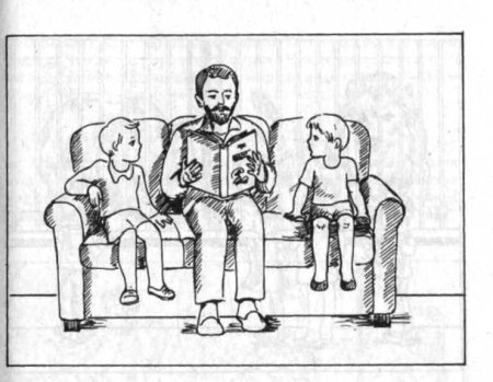 Семья сидит на диване рисунок