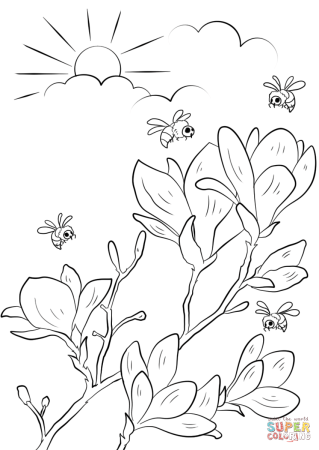 Раскраска Весенняя природа для детей