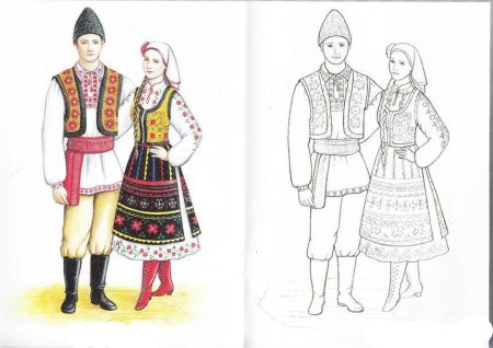 Национальный костюм молдаван раскраска