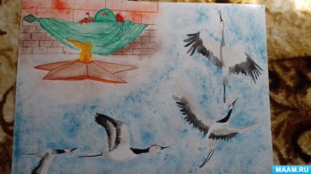 Журавли день Победы рисунки