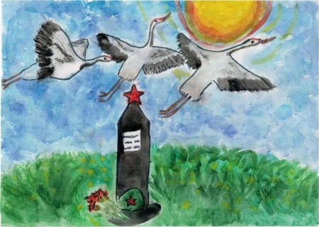 Журавль рисунок