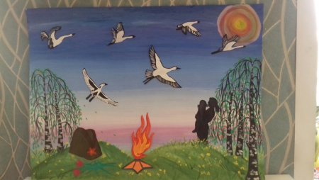 Аппликация журавль в небе