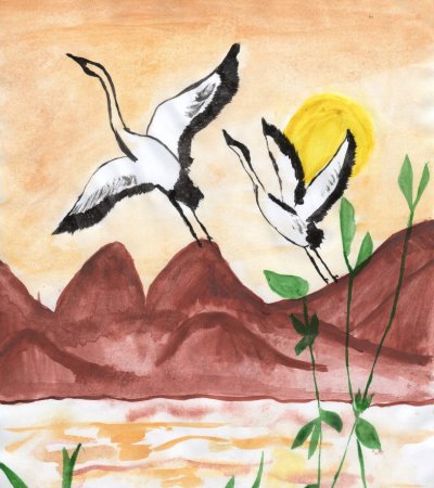 Журавль рисунок