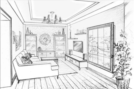 Эскиз интерьера комнаты