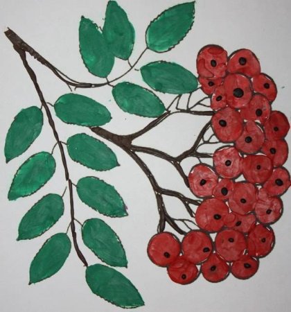 Кисть Рябинки гроздь Калинки рисование