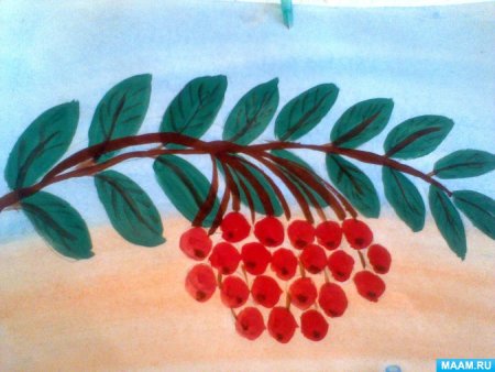 Рисование в детском саду рябина
