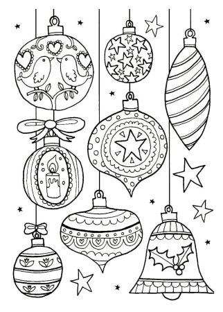 Елочные игрушки раскраска