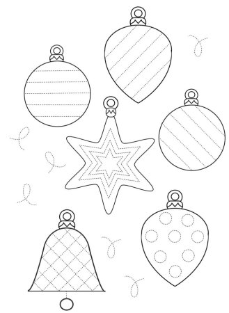 Новогодние шарики штриховки для детей