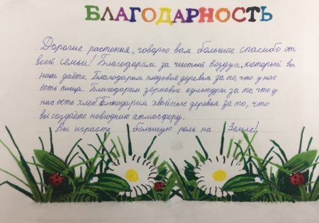 Благодарственное письмо растениям