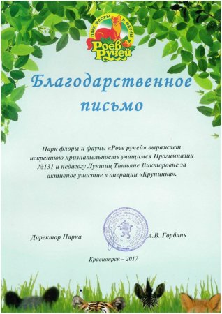 Благодарность шаблон