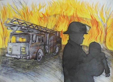 Пожарник рисунок