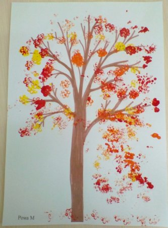 Рисование ватными палочками в средней группе осень