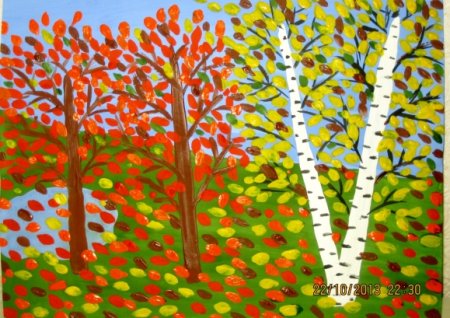 Рисование красками осень