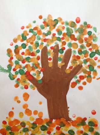 Рисование ватными палочками в младшей группе осень