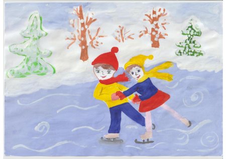 Детские рисунки зимние виды спорта